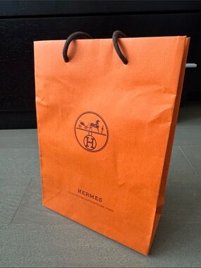 Hermes Shopping Tote Gift Bag Empty 11” x 8” x 3.25” Small Orange